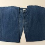 MOTHER Denim Mother Jeans The Roller Wide Leg Flare Raw Hem Distressed Medium Wash High Waist Photo 8
