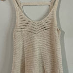American Eagle Open Knit Crochet Tank Top Cream Cotton Blend Boho Style M Photo 0