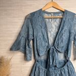 Free People  mini dress floral lace cutout ruffled tiered sheer mesh boho Small Photo 1