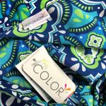 All For Color Womens Belted Tunic Top  Size S Green Geometric Print Floral NEW‎ Photo 3