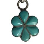 Southwestern Zuni Sterling Silver & Turquoise Flower Drop Pierced Earrings Rare Blue Photo 7