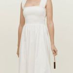 Reformation  Villa Midi Dress White Medium Smocked Stretch Organic Cotton Photo 0