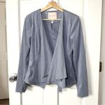 Hutch Anthropologie Draped Faux Suede Open Jacket Blazer Blue Gray Size S Photo 0