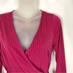 Forever 21  Hot Pink Notch Printed Long Sleeve Wrap Dress S Photo 2