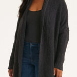 Anthropologie Sleeping on Snow Long Sleeve Open Knit Duster Cardigan Sweater Black Large Photo 0