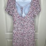 Francesca's Francesca’s Mi Ami Floral Short Sleeve Short Romper Purple Pink White Size Large Photo 4