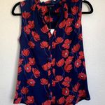NWT 41 Hawthorn Poppy Floral Ruffle Neck Sleeveless Blouse in Blue Size undefined Photo 0