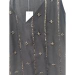 Loft Women's Black Beaded Sequin Embellished Black Slip Dress M Photo 3