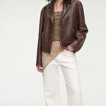 Classic Brown Leather Women's Jacket Photo 2