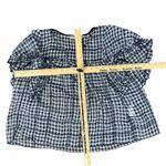 ZARA Navy Blue White Gingham Sequin Flutter Sleeve Sheer Peplum Blouse size M Photo 7