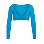 NWT SKIMS LONG SLEEVE SWIM TOP TURQUOISE SIZE L Blue Size L Photo 1