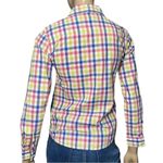 J. McLaughlin  Women’s 2 White Pink Blue Green Shadow Stripe Button Down Shirt Photo 3