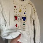Vintage Gepetto 777 Lucky Number Bejeweled Sweater White Size L Photo 2