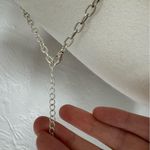 Silver Tone Black Faux Onyx Pendant Chain Necklace Womens Costume Jewelry Photo 3