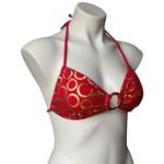 Victoria's Secret NWOT, Red Gold Metallic Center Gold Ring Bikini Top, Sz M Photo 4