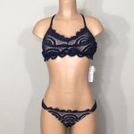 PilyQ teeny navy nautica lace teeny bikini set. M-top/L-bottom. New. Photo 5