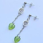 Handmade fairy forest vintage retro aesthetic style swirl & Czech glass leaf dangle earrings🍃⭐️🌙 Photo 2