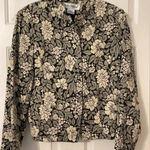 Rena Rowan VINTAGE WOMEN'S  BLACK & CREAM & GRAY FLOWER BLAZER JACKET Size‎ 10 Photo 0