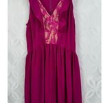 Saloni Suzi Ruffle Lace Trimmed Crinkled Gauze Maxi Size 6 Dress Magenta $625 Pink Photo 8