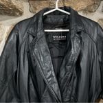 wilson's leather Vintage Black Leather Wilson Leather Jacket w/ Leather Tie Belt Photo 3