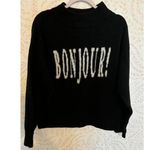 A New Day CLOSET CLOSING! LAST CHANCE NWOT Black Sweater with 'BONJOUR' Graphic Photo 0