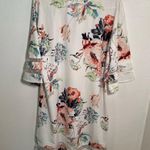 Casual Dress White Multicolor Floral Sheer Stripes L Size L Photo 8