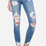 EXPRESS Midrise Black Ripped Skinny Jeans Photo 10