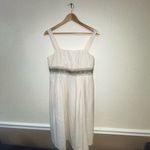 Harvé Benard Herve Bernard Linen Blend Dress | Size 8 | Cream & Tan Trim | Sleeveless Photo 1