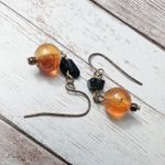 Vintage Earrings For Pierced Ears Orange & Black Dangle Photo 5