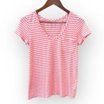 Caslon  Modal/Cotton blend striped Tshirt, long fit, short sleeve, pink &white Photo 0