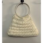 Handmade Crochet Purse Bag Plastic Handles Ivory Knit  Vintage Boho Festival Photo 1