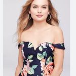 Sequin Hearts  Strapless Navy Floral Dress Photo 2