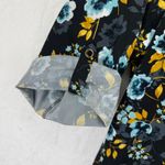 Yumi Kim Floral Blouse Medium Roll Tab Sleeve Button Down V Neck Womens Photo 1