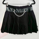 Royal Bones  Black Chain Pleated Mini Skirt Punk Goth Y2K Emo Grunge Alt Small Photo 0