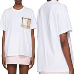Burberry NWT  Oversized Checked Twill Trimmed Organic Cotton T-Shirt Size XS Photo 2