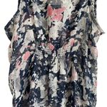 Mudd Women Tank Top M Blue Floral Crochet Trim Sheer Boho Festival Dainty Girly Photo 3