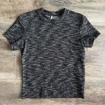 Free People Stretch Knit Textured Top Black Grey Hannah Tweed Short Sleeve Shirt Photo 4