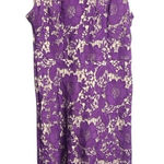 ECI  New York Purple Lace Sheath Midi Floral Dress Size 8 Photo 0