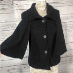 Maeve Maeva wool boucle coat cape with stand high neck in black size small Photo 5