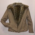 Leopard Print Faux Fur Totally Reversible Faux Leather Jacket Black Size M Photo 6