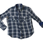 Kut From The Kloth  Plaid Flannel Shirt Size Medium Blue/White Western Autumn‎ Photo 0