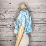 Flirtitude Active NWT Size XL Blue & White Tie Dye Crop Top T-Shirt Photo 1