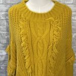 Fate Fontaine Fringe Cable Knit Sweater in Mustard yellow Size M Photo 2