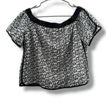 Rag and Bone  Falvia Eyelet Off Shoulder Top Women’s Size Medium Black White‎ Photo 1