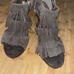 Steve Madden Girl Brown Suede Fringe Open Toe heels Size 8.5 Pracila Dress Shoes Photo 2