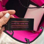 Haute Shore White Tote Bag with Pink and Orange Stripes Photo 6