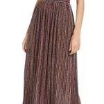 AQUA  XL Striped Metallic Maxi Dress Gown Photo 0