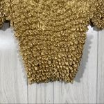 NEW Y2K 80s 90s Trendy One Size Bubble Popcorn Stretch Shirt Gold Photo 2