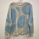 Altar'd State Blue & Cream Smiley Face Dolman Sleeve Oversized Sweater Small #716 Photo 0