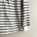 Splendid French Terry Hoodie Sweatshirt Lace-Up Front Cream & Black Stripes, S Photo 4